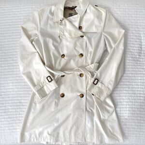 Vintage Burberry Double Breasted Belted Trench Coat Rain Jacket White Size US 12